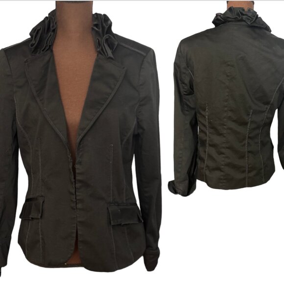 Woman Blazer, Black Business Blazer, Ruffles, Jacket, White House Black Market - Picture 2 of 16